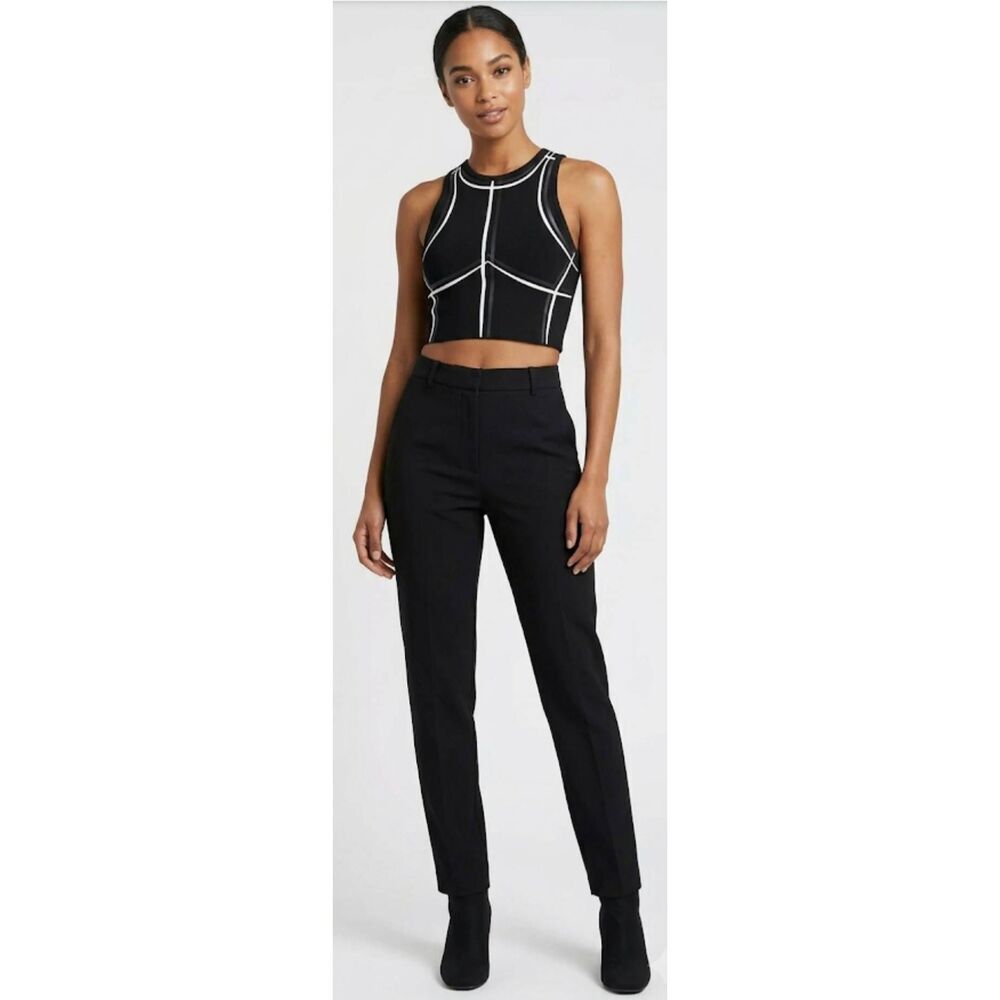 Maniere de voir womens small size 6 cropped fitted top black classic